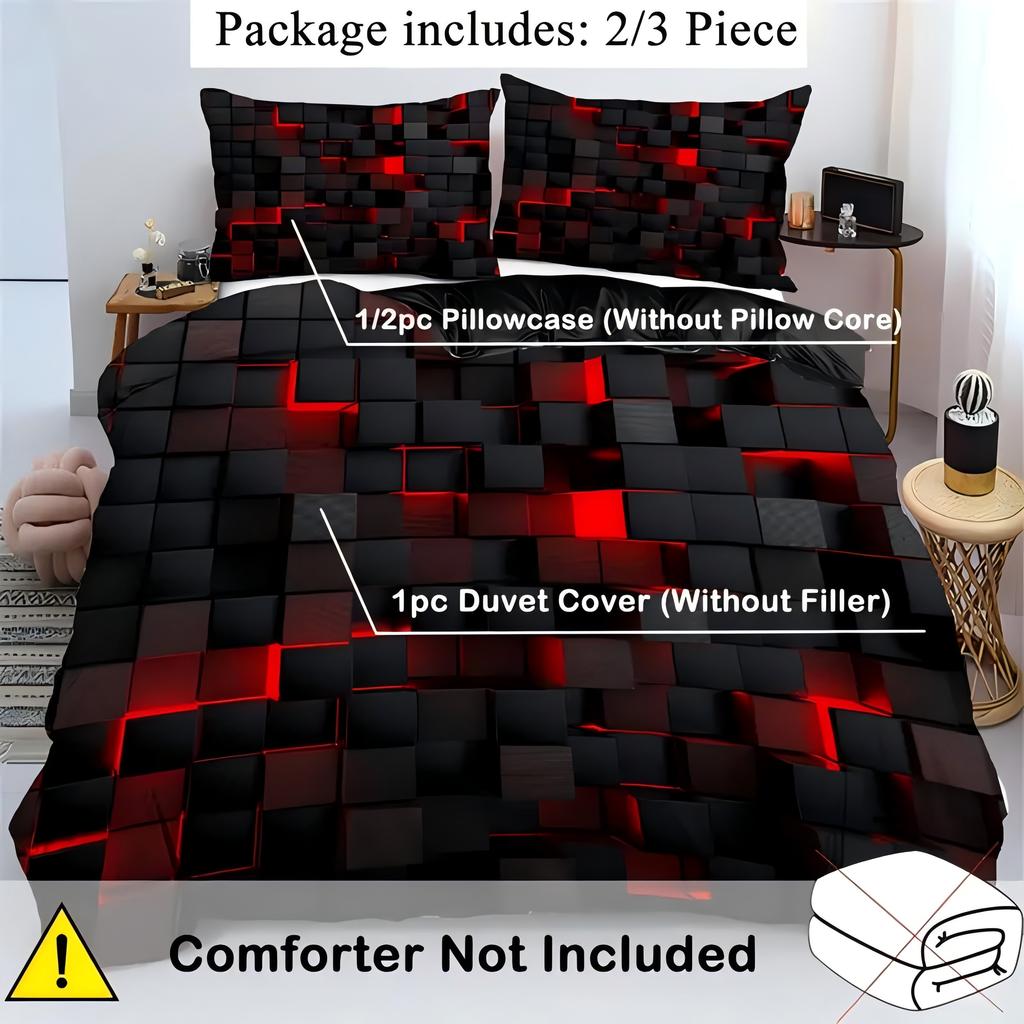Visual Geometry Art 3d Print Quilt cover set Fashion Cool Technology style grid Bedding Cover Polyester Comfortable Duvet Cover