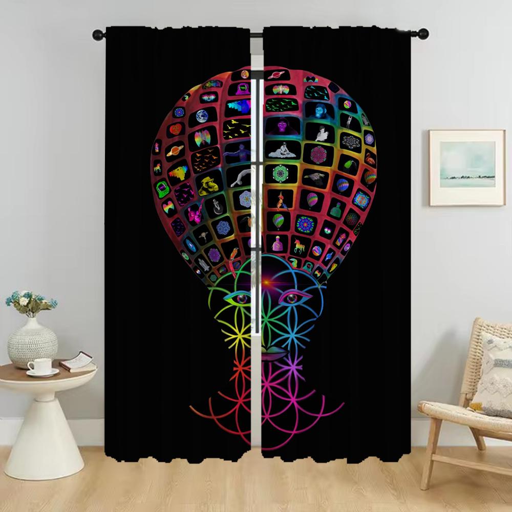 Blackout Curtain for Room 2 Panel Coldplay Anti-mosquito Curtains for Camera Home Interior Curtains Shades Halloween Decoration
