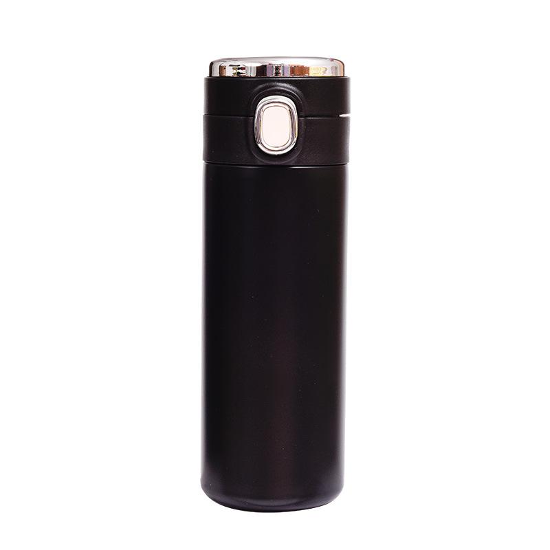 Large Capacity Smart Temperature Display Stainless Steel Thermos Mug - Flip-Top Pea Cup with Light Luxury Finish
