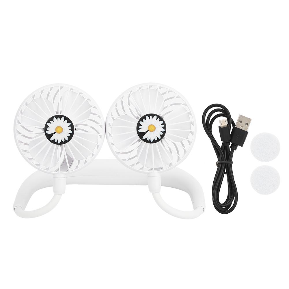 

Daisy Pattern Portable Hand Neck Hanging Fan USB Rechargeable 3-Speed Cooling Fan(White )