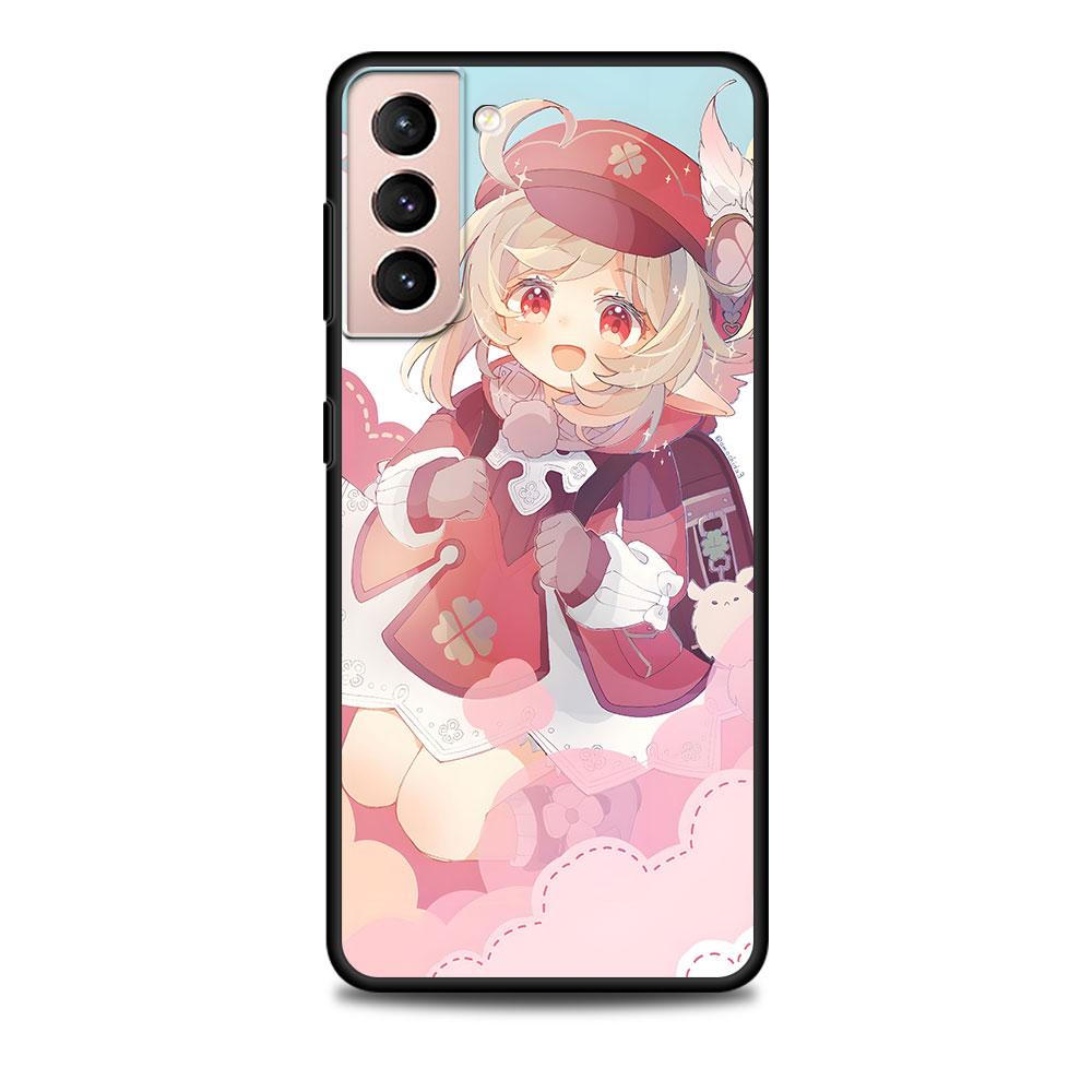 Klee Genshin Impact Case for Samsung Galaxy S23 S10e S10 S21 FE S22 S9 S24 Ultra S20 Plus Soft Black TPU Phone Cover Bumper