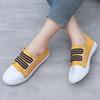 Zapatos De Mujer Women Classic Round Toe White Canvas High Quality Anti Skid Slip on Flat Shoes Lady Black Shoes A1457