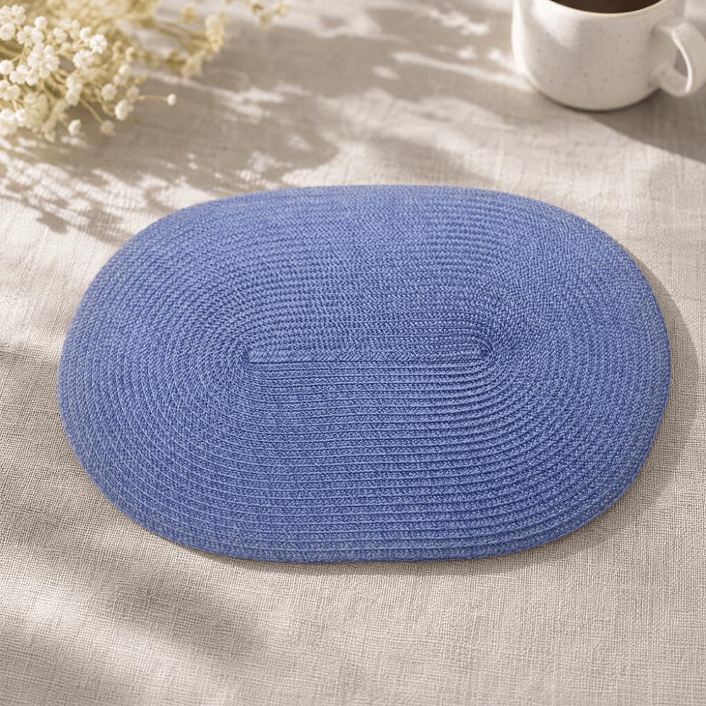 4 Stück Blaue Rattan-Tischsets 30 x 45 cm Weiden-Tischsets Boho Geflochtene Tischsets Esstisch
