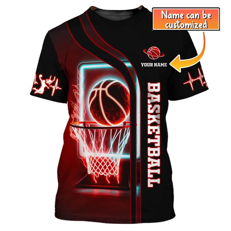Outdoor Basketball Sports Men's T Shirt Personalization Name Print Short Sleeve Tee Fashion Breathable Clothing Summer Loose Top