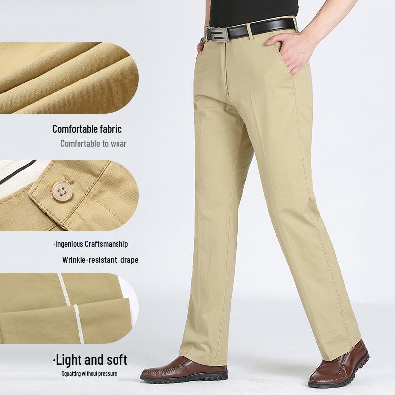 2024 Herren Leichte Baumwoll Freizeithose - Atmungsaktiv, Lockeres gerades Bein, Business Casual