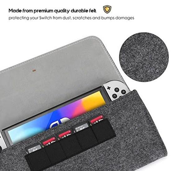 ProCase Switch Felt Case Nintendo Protective Cover Ultra Lightweight 100g Storage Bag Pouch Portable Dustproof Screen Scratch Prevention Breathable -