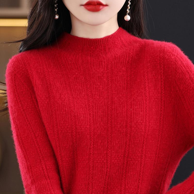Dámský kašmírový svetr Qinghe kašmír 30% kašmír 70% vlna Dámský podzimní a zimní kašmírový svetr měkký a teplý