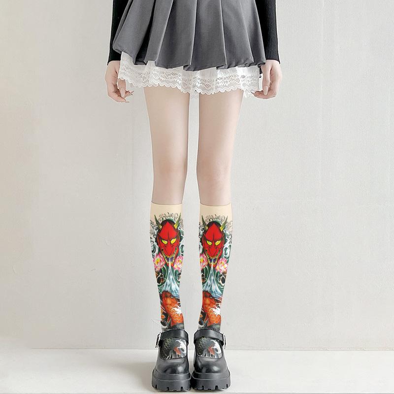 Fashion tattoo thigh socks, printed stockings, Loli girls, Japanese sexy stockings, slim models, multiple sizes