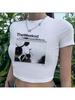 Clothes T-Shirt Female Print Aesthetic White Kawaii Streetwear Crop Top Graphic Tees Wounisex