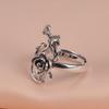 Adjustable Open Ring Women Men Vintage Rose Flower Cutout Boho Style Plated Copper Jewelry