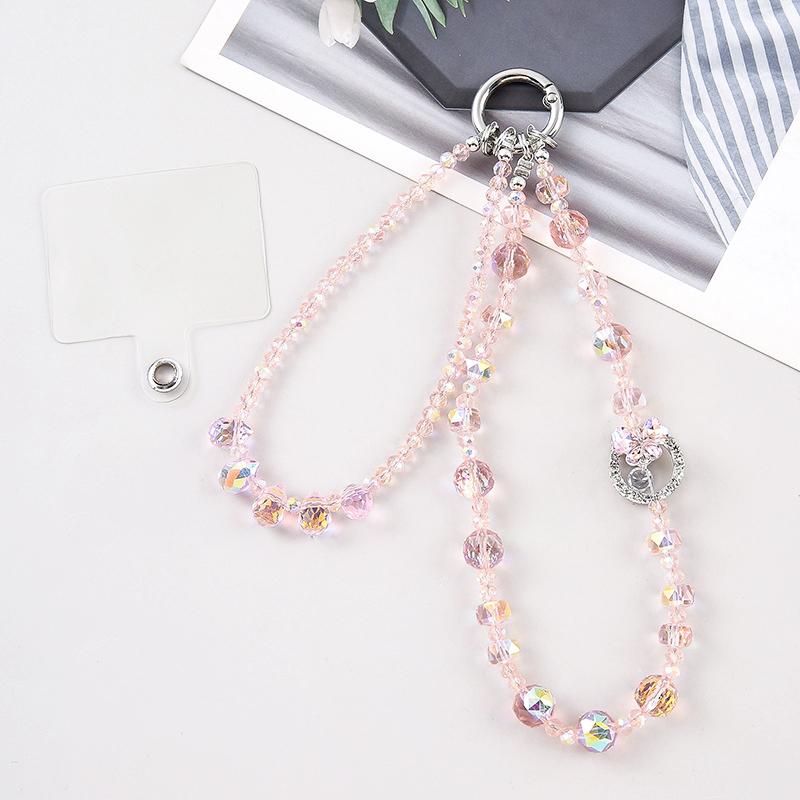 Handmade Teardrop Crystal Plastic Beads Mobile Phone Strap Bag Chain Keychain Wrist Strap Lanyard Cell Phone Case Hanging