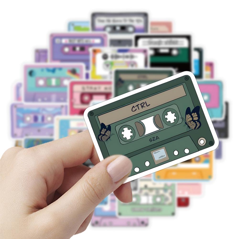 50Pcs/Set Retro Music Album Tapes Series 01 Stickers DIY Fashion Waterproof Doodle Decals Stickers
