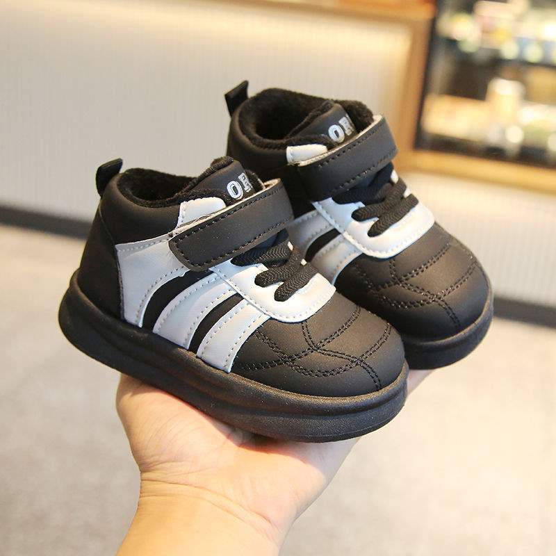 2025 winter new velvet children's board shoes soft sole baby cotton shoes boys and girls warm sports shoes casual shoes
