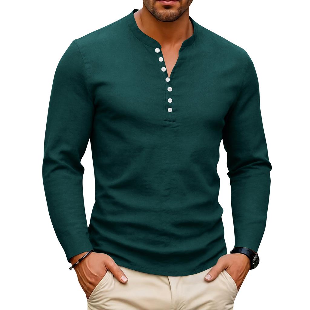 Men's Long Sleeve Button Down Shirt Slim Fit Casual Outdoor Sports Top