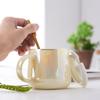 High-Value Ceramic Water Cup With Lid And Spoon, Household High Temperature Resistant Office Small Fresh And Simple Wind Cup