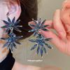 Silver Needle Rhinestone Flower Geometric Studs: Exquisite, Luxurious, High-End Earrings for Women