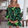 2026 European and American cross-border Amazon independent station sexy fashion one-word shoulder printing dress women's clothing, spot