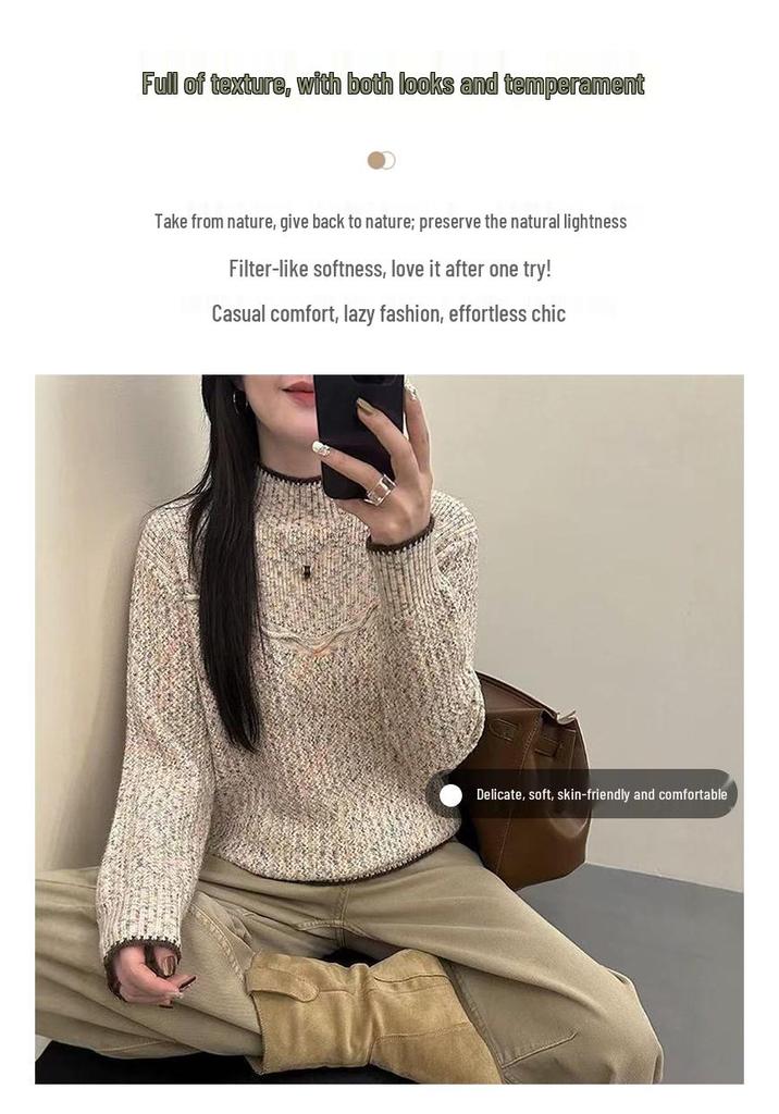 Women's Thick Knit Sweater: Half-High Collar Base Layer for Autumn/Winter