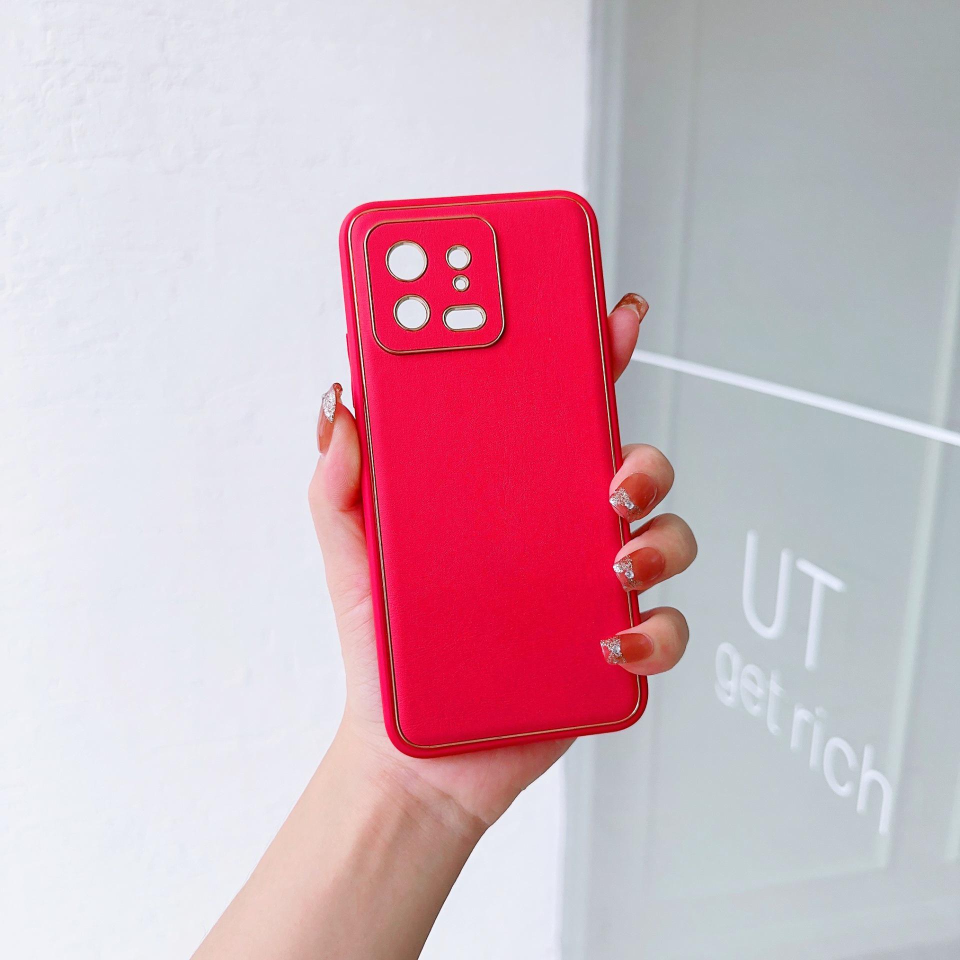 Compatible with 13 Pro: Full-Coverage Plain Leather Drop-Proof Case. Xiaomi 13 Pro