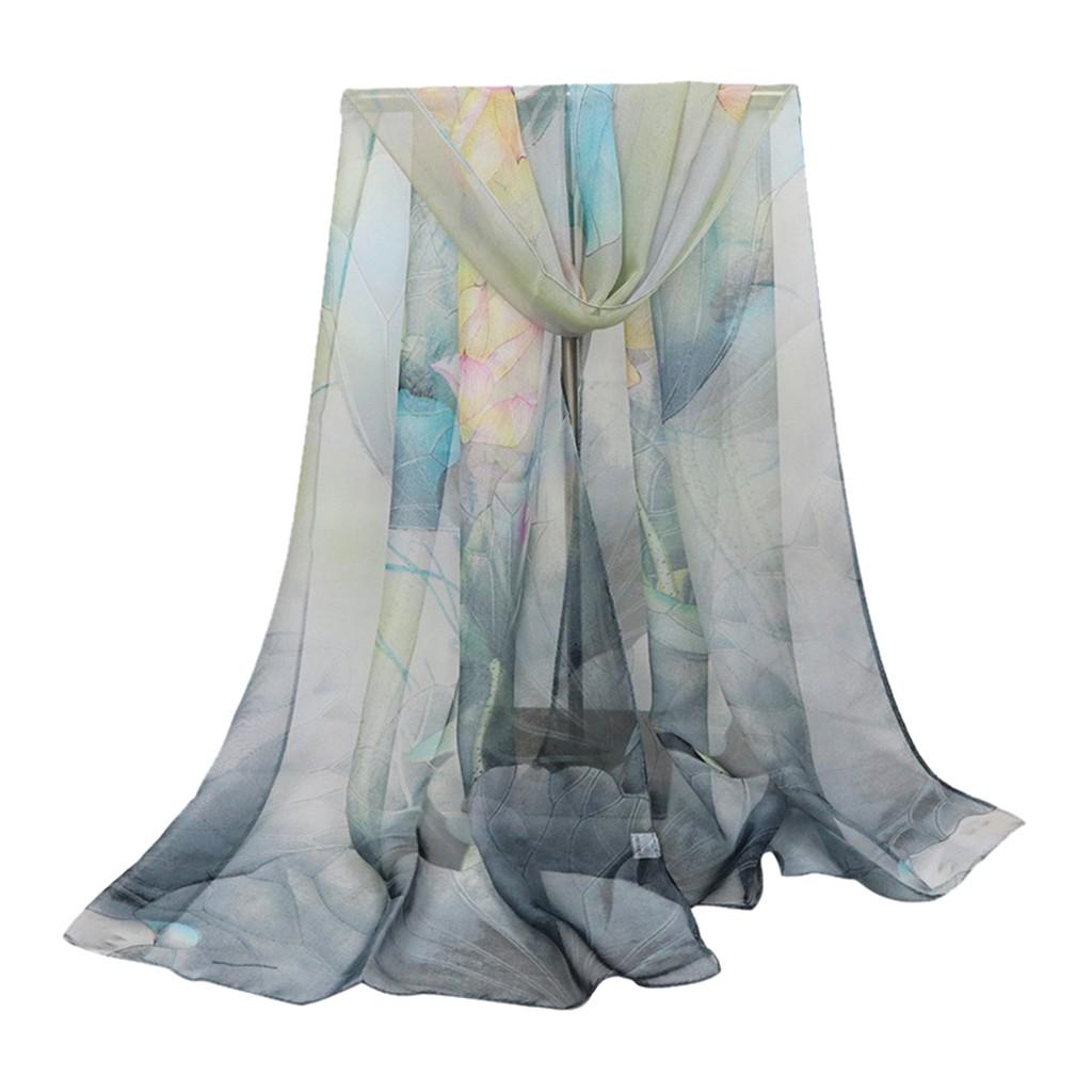 Damen Neuer Schal Blumenmuster Schal Quadratischer Schal Langer und leichter seidiger Schal