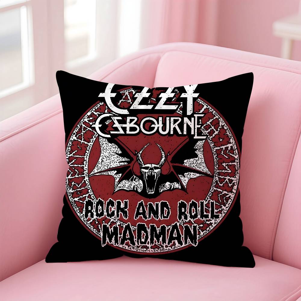 O-Ozzy Osbourne Band Lead Singer Pillow Case Pattern Printed Pillowcase for Living Room Sofa Cushion Cover & Bedroom Decor