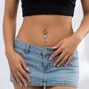 Stainless Steel Zircon Navel Ring Rhinestone Piercing Butterfly Pendants Belly Button Ring Punk Hip Hop Body Piercing Jewelry