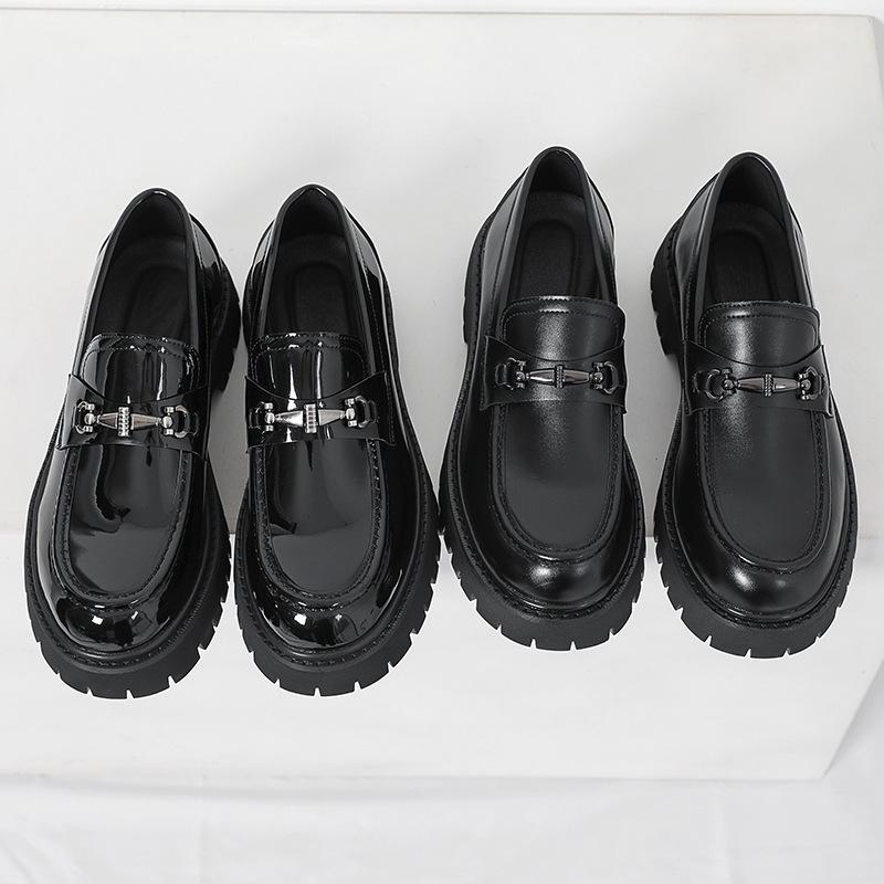2025 large size shoes, teenagers big head shoes, one-pedal loafers, small thick-soled heightening leather shoes, men's shoes