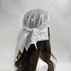 Polyester Shiny Metallic Bandana Stripe Satin Square Turban Liquid Silvery Headscarf  Outings