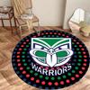 Warriors Team Logo Dot Background Print Round Area Rug Non‑Slip Floor Mat Sports Fan Home Decor for Gaming Bedroom