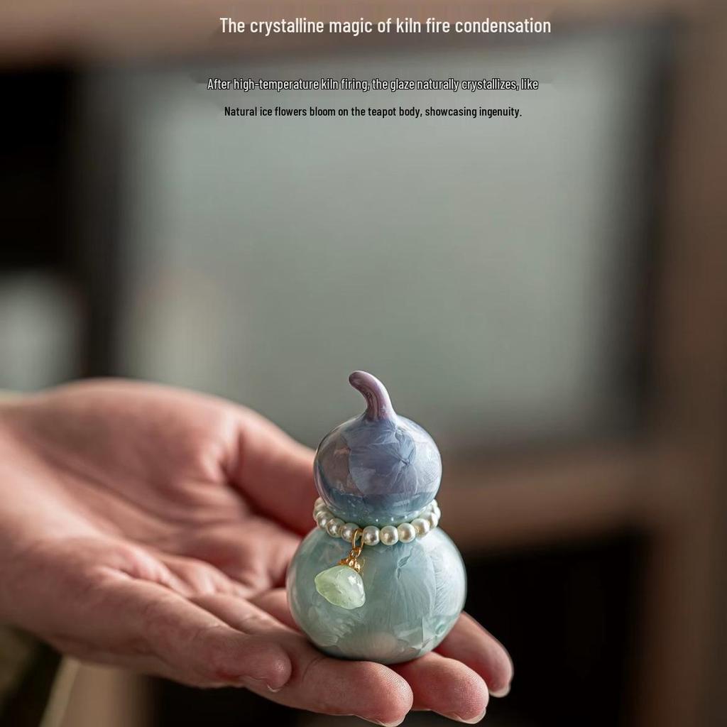 Xianci Colorful Ceramic Gourd Ornament - Cute Tea Pet Accessory for Tea Ceremony