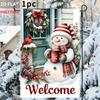 2D AT 1pc Double-Sided Garden Ag Snowman Holding Mug With Cardinal And Wreath Polyester Fabric, Perfect for Patio