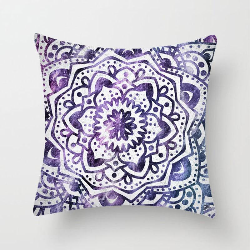 Bohemian Colorful Geometric Peach Skin Pillow Cover Retro Ethnic Style Cushion Cover Cushion Home