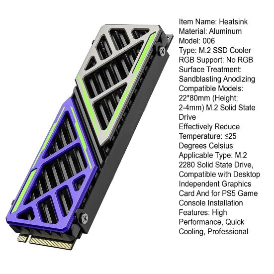 SSD Solid State Drive Cooling 2280 Heatsink Rapid M2 2280 NVMe Hard Disk Aluminum