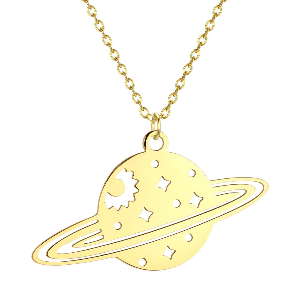 Kinitial Cactus Saturn Planet Infinity Lips Bird Landscape Sun Mountain Stainless Steel Pendant Necklace For Women Jewelry Gift