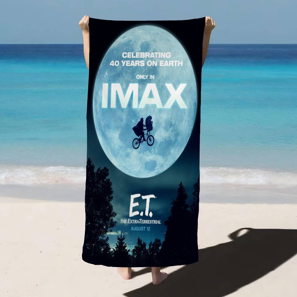 Movie E.T. The Extra-Terrestrial Anime Beach Swimming Towel Soft Absorbent Washcloth Children's for Kids Travel Camping Gym