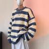 Maglione Retro a Righe Trendy da Uomo - Vestibilità Larga, Maglieria Versatile Girocollo