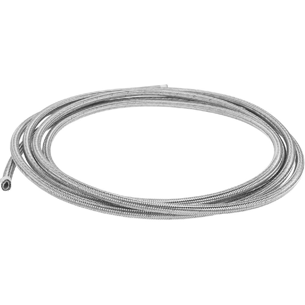 AN4 Fuel Line Hose 4AN 15ft Vacuum Hose Automotive Fuel Hose PTFE Rubber,Stainless Steel Silver Tone 1 Pcs