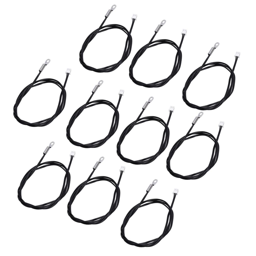 10Pcs NTC Thermistor Probe Temperature Sensor Round Lug Cold Pressed Terminal Connector 1meter