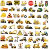 50pcs Construction Vehicle Graffiti Stickers Phone Guitar Laptop Notebook Suitcase Water Bottles Waterproof Sticker Kids Toys