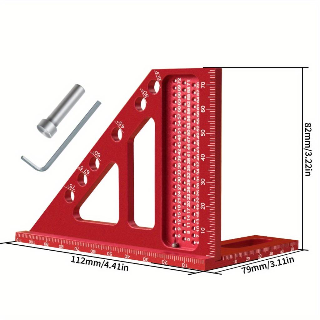 3D Measuring Ruler Aluminum Alloy Woodworking Square Protractors Triangle Layout Measuring Tool  Multipurpose Measuring Ruler