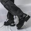 Men’s Retro Thick Sole Platform Punk Boots Elevator Street Style Big Head Motorcycle Boots High Boots Plus Size