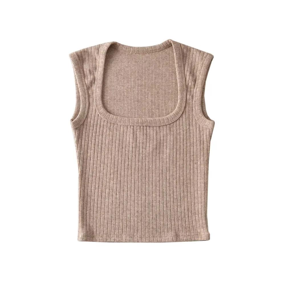 2023 Summer Square Neck Bodycon Cashmere-Texture Women's Slimming Vest
