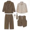 Jungen Anzug Set Britischer Gentleman Smoking für Kinder Klavieraufführung Gastgeber Formelle Kleidung 2-12 J. Blumenjunge Geburtstag Hochzeits Outfits