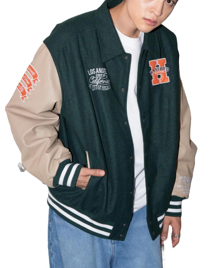 WEGO Unisex Stadium Oversized Outerwear with Casual Outerwear for Street Cold Weather Plus Christmas Size Type K Stadium D Green Men's Jacket,