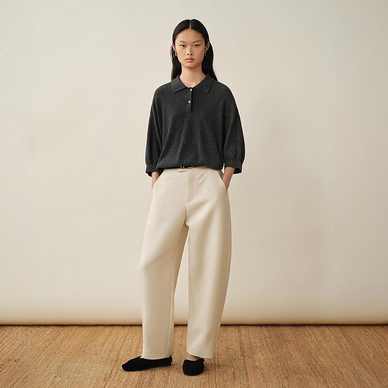 LESS Polo Collar Mid-Sleeve Cashmere Pullover