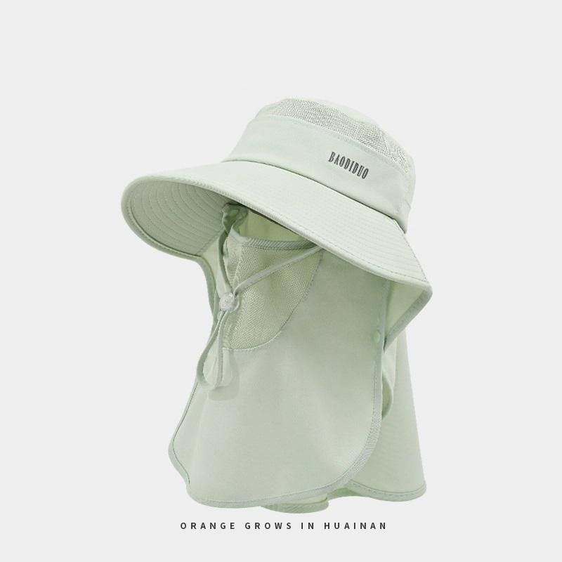 All Round Sunscreen Hat Face Mask Neck Protection One Piece Big Brim Sun Hat Women's Summer Cycling Sun Hat Without Turning Over
