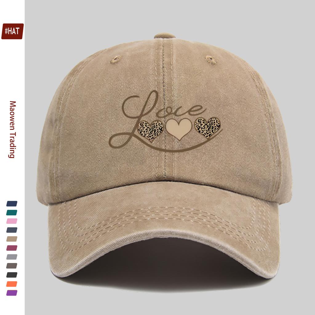Pc Pcs Leopard Print LOVE Lettering Trucker Cap Adjustable Buckle Strap Lightweight Baseball Hat Suitable for Men Women