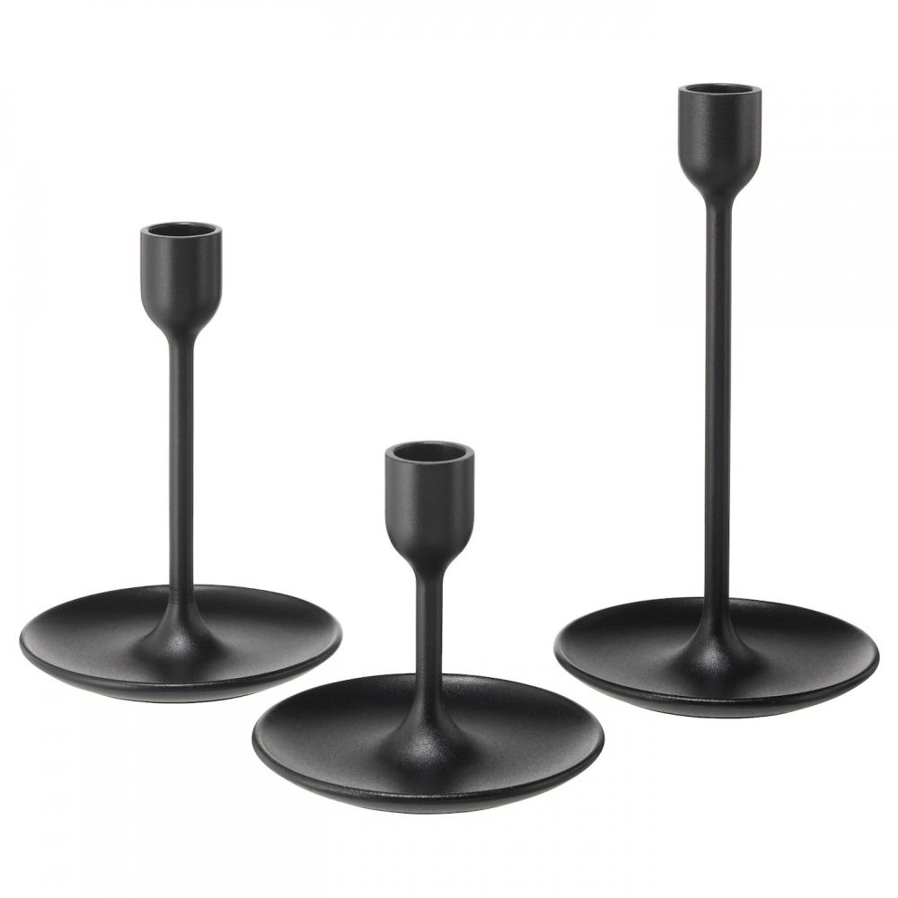 

IKEA FULLTALIG Набор подсвечников, 3 шт., черный