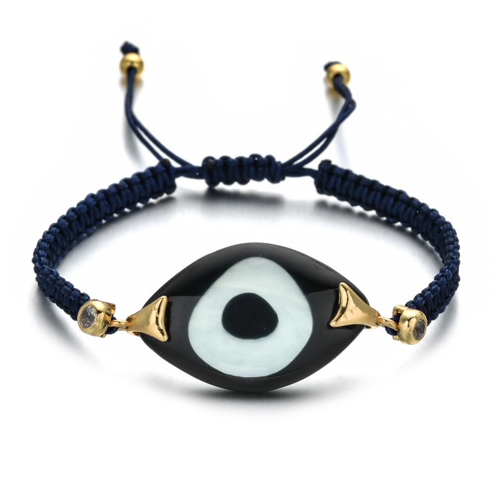 Boho Evil Eye Bracelets Handmade Braided Chain Lucky Jewelry Big Eye Trendy New Fashion Gifts for Women