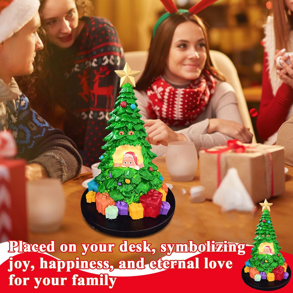 Christmas Tree Decoration Unique LED Lights Music Box Luminous Village House Desktop Ornament for Home Office New Year Gift